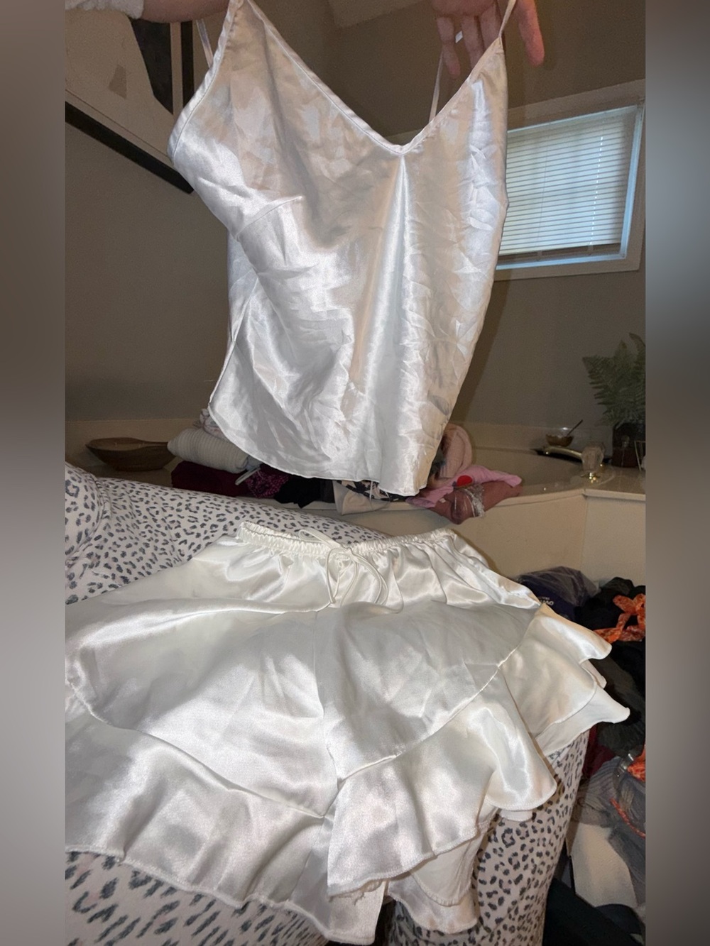 Satin White Two-Piece Pajama Set